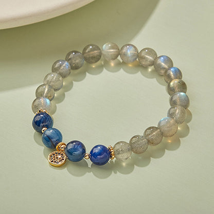 Natural Blue Crystal Grey Moonstone Labradorite Bracelet