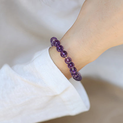 Natural Amethyst Star Moon Purple Jade Beaded Bracelet