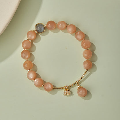 Natural Crystal Orange Moonstone Bracelet