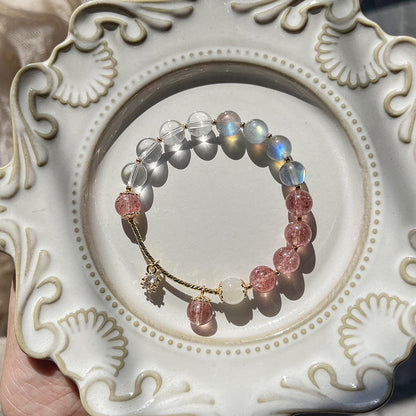 Natural Moonstone Beaded Strawberry Crystal Bracelet