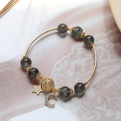 Natural Black Hair Crystal Amethyst Bracelet