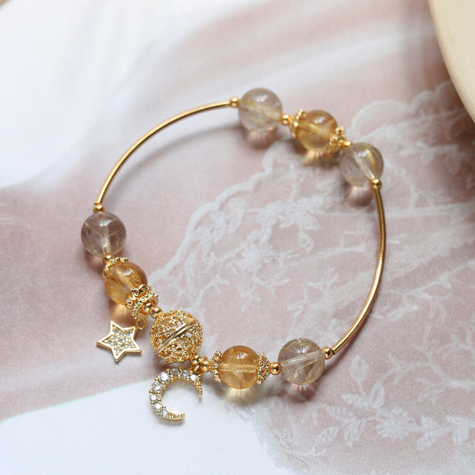 Natural Black Hair Crystal Amethyst Bracelet