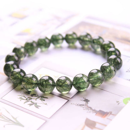 Natural Green Titanium Single Ring Bracelet