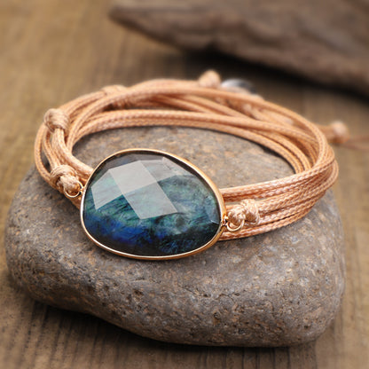 Irregular Sparkling Labradorite Multi-loop Bracelet